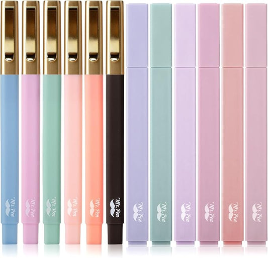 Mr. Pen- Aesthetic Highlighters and Ballpoint Pens No Bleed, 12 Pack | Morandi Colors, Bible Highlighters and Pens No Bleed, Fast Dry and No Smear for Bible Journaling, Planner, School Supplies