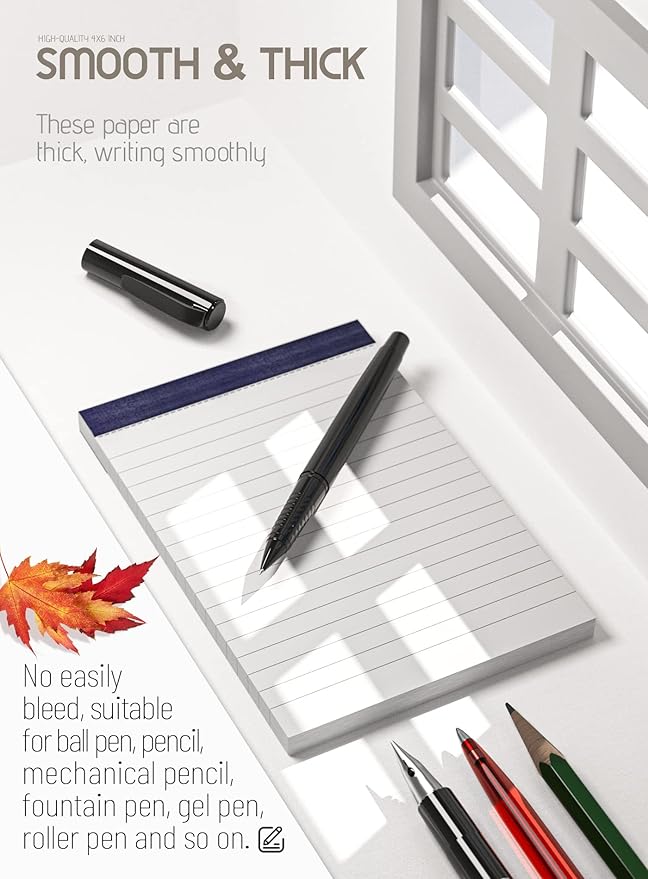Small Note Pads 4x6 Mini Notepads 4x6 Lined Writing Pads of Paper 4x6 Memo Pads 4x6 Small Paper Pads 4 x 6 Scratch Pads 4x6 Server Pads 4x6 Small Pocket Notebook 6 Pack Server Note Pads 30 Sheets/Pad