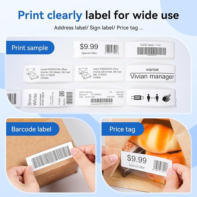 Compatible with DYMO LW 30252 Thermal Label Maker Refill 1-1/8" x 3-1/2" | 12 Roll, 28 x 89 mm, 350/roll, Compatible with LabelWriter 450 Twin Turbo 4XL printer, For multipurpose address barcode Label