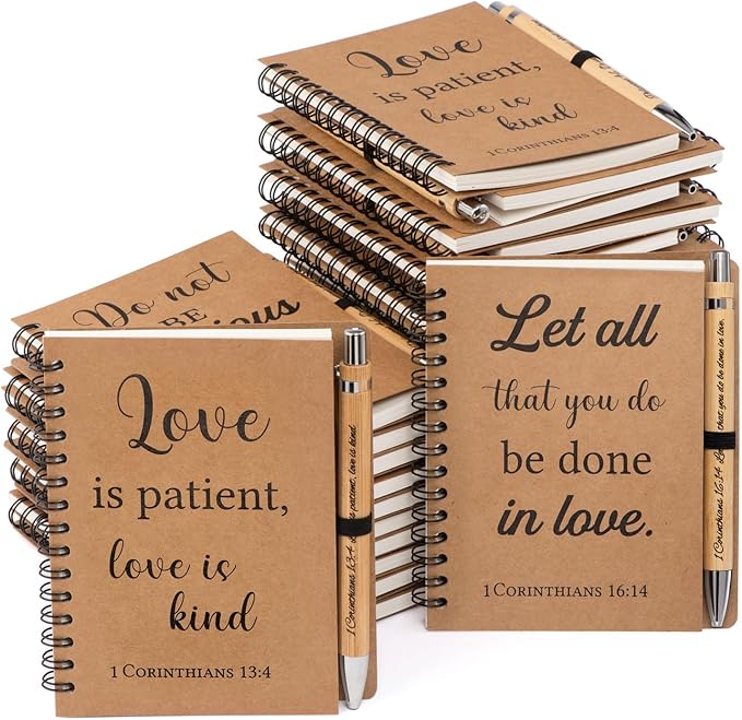 60 Pcs/30 Set Christian Gifts Spiral Notebooks Bulk Journals with Christian Pens Prayer Journal for Women and Men, Father Day Gifts for Church Members, Bible Study Groups & Religious Families,Small Notepad (4.33" x 5.43")