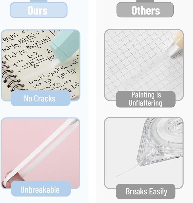Mr. Pen- Aesthetic Correction Tape, 0.2" x 236", 6 pcs, Pastel Colors | Cute Correction Tape