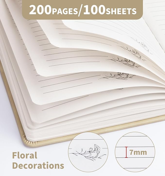 Lined Journal Notebook for Women Men, A5 Hardcover Leather Journals for Writing, 200 Pages Thick Paper, Daily Journal Notebook for Work, School, Note Taking, Business, Travel, College Ruled