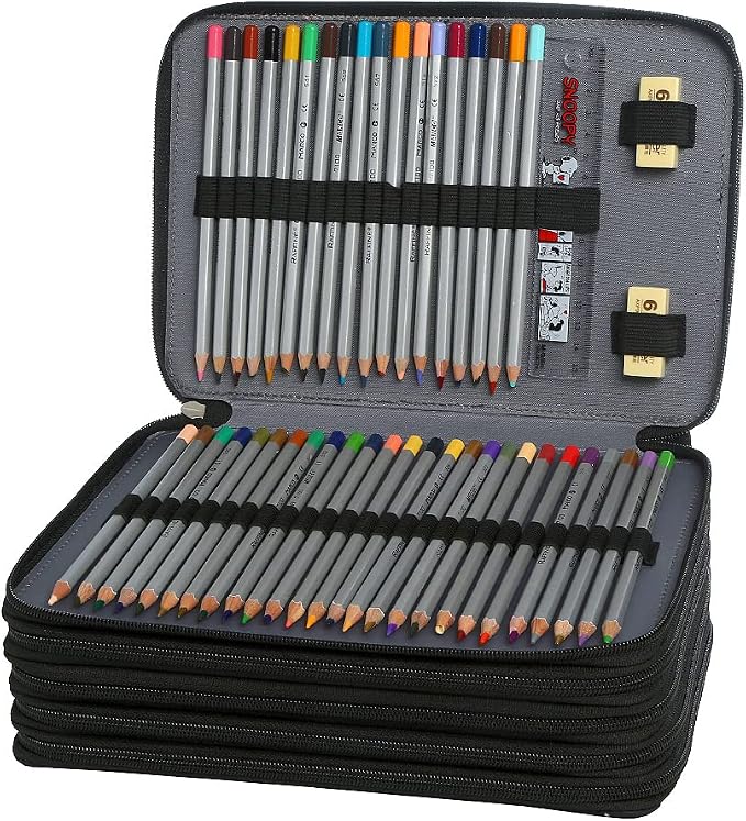 250 Slots Colored Pencil Case Organizer, 5 Layer Bag | Twill Oxford fabric, 255 elastic loops, detachable handle, for travel, home storage, drawing tools, creative gifts