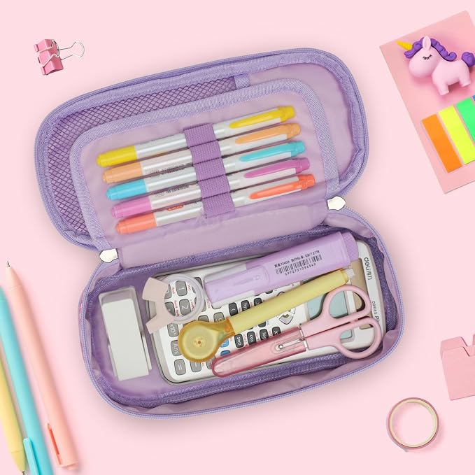 Bagseri Pencil Case for Kids - Special Cute Pencil Pouch for Girls Large Capacity Pencil Bag Aesthetic Kids Pencil Box for School (Purple Butterfly)