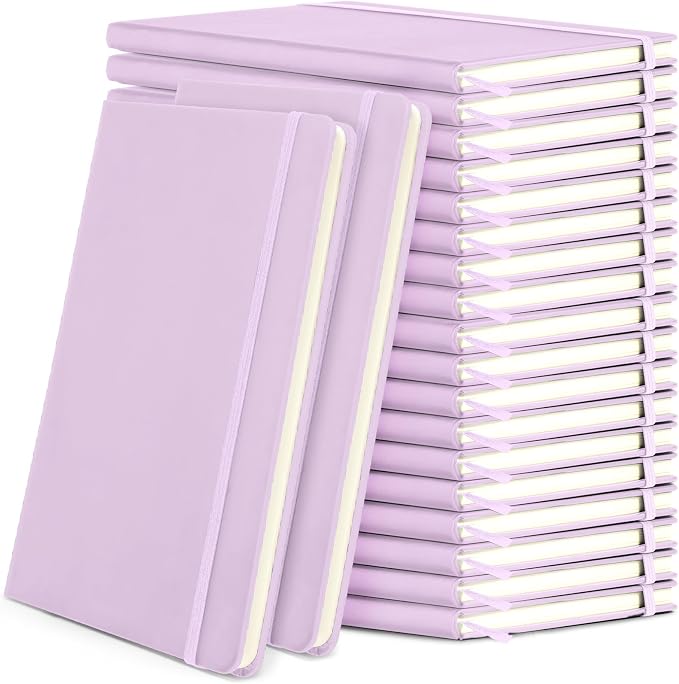 Honoson 20 Pack A5 Lined Journal Notebooks Hardcover Executive Notebook 5.5" x 8.3" PU Leather Wide Ruled Journals Bulk 160 Pages for Back to School Supplies Office Business Home (Pink)