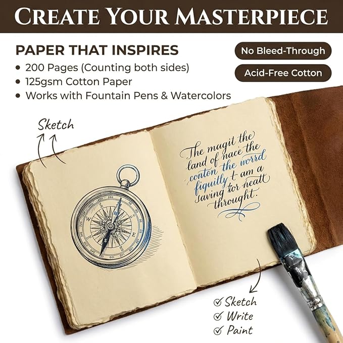 cuero Vintage Leather Journal - Handmade Refillable Leather Bound Notebook with Deckle Edge Paper, Antique Travel Diary, Writing Journal for Men & Women - Vintage Notebook Binder (4 by 6 inch)