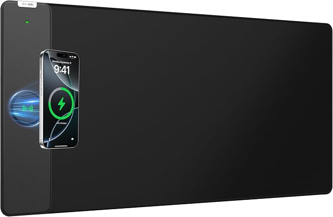Magnetic Wireless Charging Mouse Pad, 31.5"x15.8" Large Desk Mat | Waterproof Mousepad, Smooth Glide, Stitched Edge, Non-Slip Rubber Base, Desk Pad Computer Keyboard Mat, No Adapter