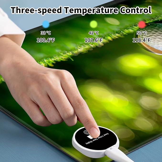 Warm Desk Pad,Heated Desk Pad,Office Mat,3 Heating Levels & 3 Hours Auto Shut-Off,31.5"*13" Gaming Mouse Laptop Keyboard Leather Desk Mat,Golf Club Lawn