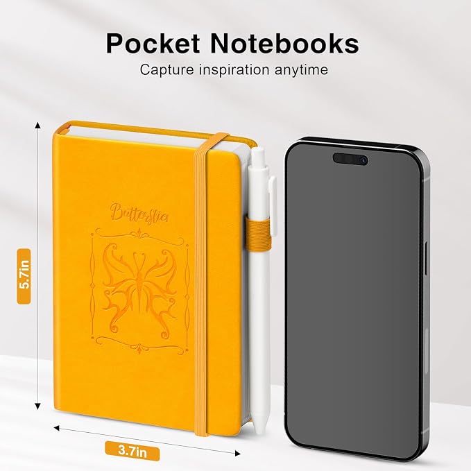 Pocket Small Notebook Journals, 8 Pack (8 Candy Color) Mini Notebook 3.7x5.7 Butterfly Journaling Notebooks for Women Men, A6 Hardcover Lined Note Pads with Pens for Work, Business, Travel Journal, Office Supplies