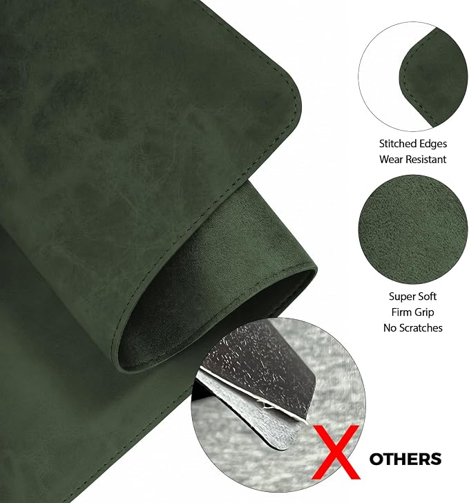 Mouse pad, Non-Slip Washable Waterproof Computer Mouse mat Thick for Laptop Wireless Mouse Home Office Travel, Portable 9.8"x 8.3" S Dark Green