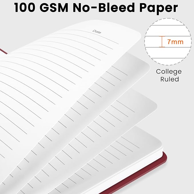 CICPAP Lined Spiral Journal Notebook, A5 College Ruled Notebook for Journaling, Note-Taking, and Daily Planning, Durable Hardcover with an Elegant Design, Burgundy