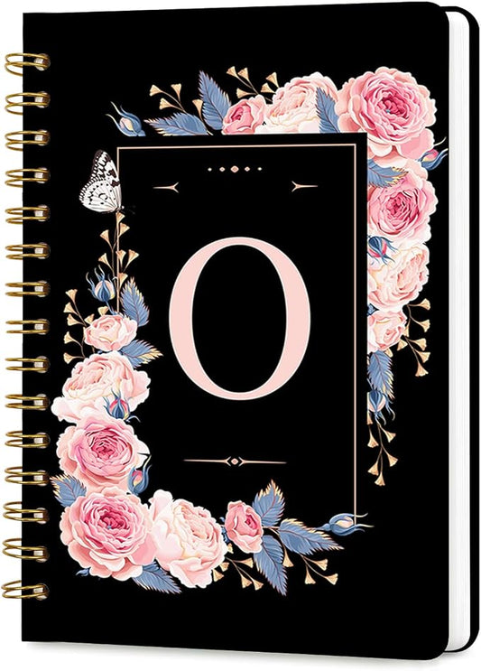 Lined Spiral Journal for Women, A5 Notebook for Work, 160 Pages, Letter O | College Ruled Spiral Notebook, Hardcover with Elegant Design for Note-Taking, 5.5 * 8.25 inch