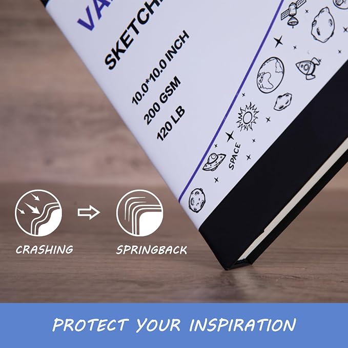 Vanrtto Hardcover Square Sketch Book, Mixed Media Sketchbook 8x8 in 2 Pack | Hardcover Square Sketchbook 120lb/200GSM Sketchbook Drawing Paper for Watercolor Mixed Media, 120 Sheets/240 Pages Sketch Pad