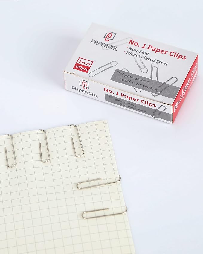 PAPERPAL Paperclips for Office School & Personal Use, #1 Nonskid Paper Clip (1-2/7"), 600 Medium Paper Clips (6 Boxes of 100 Each), Silver | Medium paper clips for office, school and personal use, conveniently packed in 6 boxes of 100 each.
