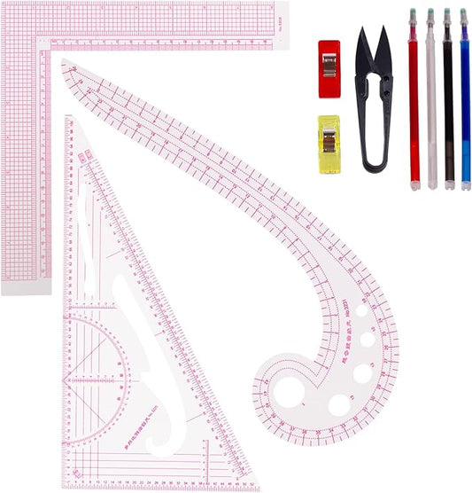 Acrylic Sewing Ruler Set，French Curve Pattern Rulers Kit for Tailors Designers Precision Pattern Making Guides Quilting and DIY Supplies (Ruler Set 1-3Pcs)