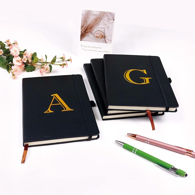 Business Notebook for Men Women, A5 Journal Notebook with A-Z , Dual-Sided Writing Paper Notebook with Dividers, Travel Journal for Teens, 200 Pages Leather Journal for Writing, Work, Meetings Black,H