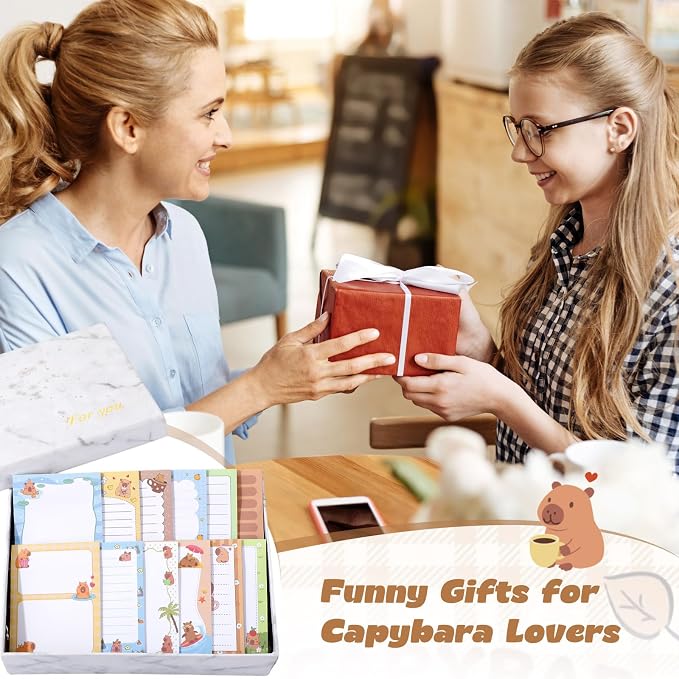 Chiisong 12 Pack Capybara Sticky Notes Gifts Cute Sticky Notes 3x4 Funny Gifts for Capybara Lovers Cartoon Notepads Animals Memo for Women Men Office Supplies Home Christmas Favors