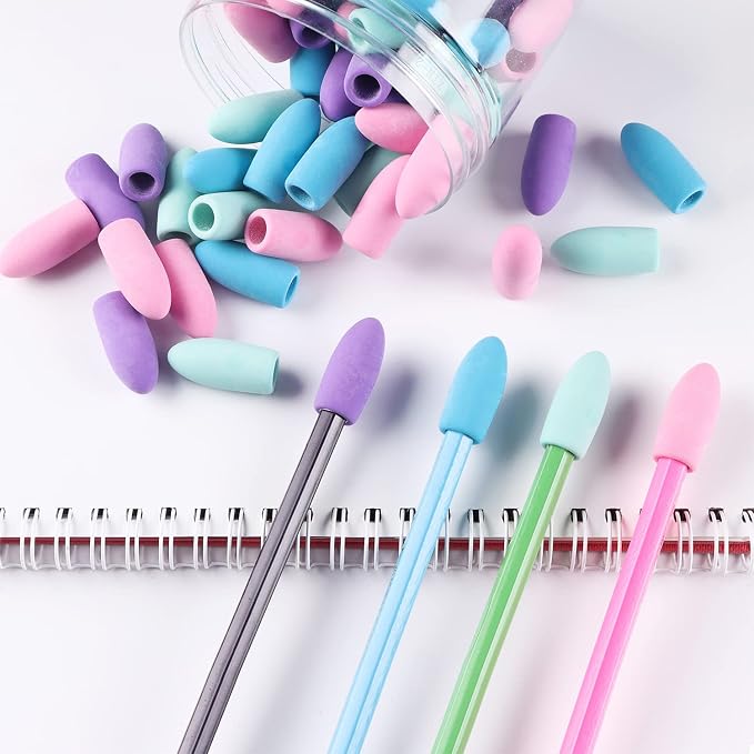 Aipker Pencil Erasers, Pencil Eraser Toppers, Cap Erasers, Pencil Top Erasers for Kids, Pencil Top Erasers Bulk (80Pcs/Box)