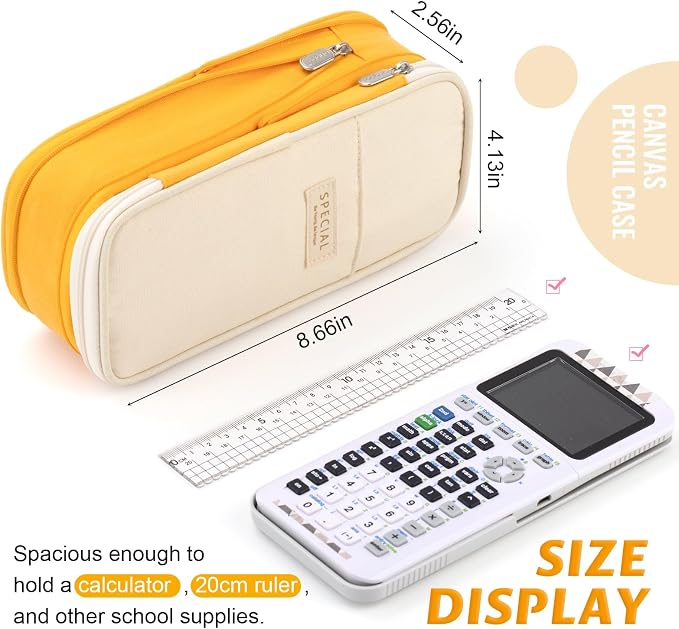 EASTHILL Big Capacity Pencil Pen Case Office College School Large Storage High Bag Pouch Holder Box Organizer Yellow Orange