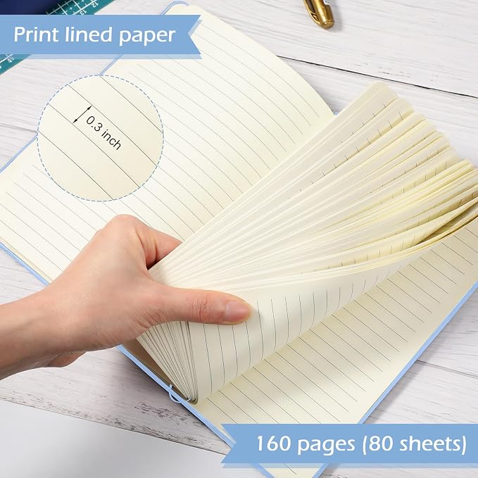Honoson 20 Pack A5 Lined Journal Notebooks Hardcover Executive Notebook 5.5" x 8.3" PU Leather Wide Ruled Journals Bulk 160 Pages for Back to School Supplies Office Business Home (Light Blue)