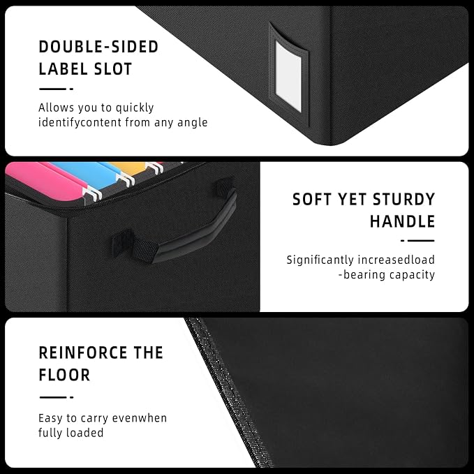 Fireproof File Box with PVC Slides for Hanging Folders, Collapsible Document Organizer Box for Home Office, Fireproof Filing Cabinet Storage Case, File Organizer for Large Legal Letter Documents