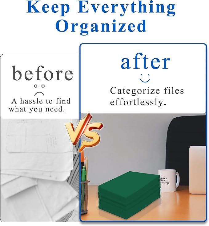 Zzrywuty File folders with Pockets,Green Two folders for documents,50 Pack Paper Folders with Card Slot,Letter Size,School Students,Business,Home and Office Workers