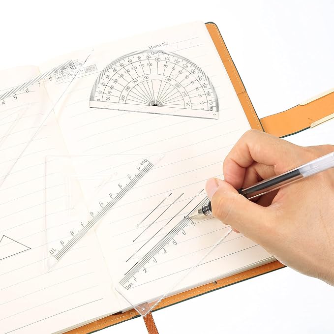 Zonon 10 Pcs Plastic Drawing Template Ruler Geometric Drawing 12 Inch Triangular Aluminum Architect Scale Measuring Templates Building Geometric Kit Plastic Ruler for Drafting(Stylish,Yellow)