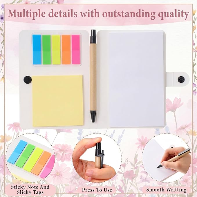 Resurhang 24 Pack Appreciation Gifts Bulk Inspirational Spiral Notebook with Sticky Note Pen, Note Pads Motivational Journals Thank You Gifts for Employee Volunteer Teacher Nurse Team (Wildflower)