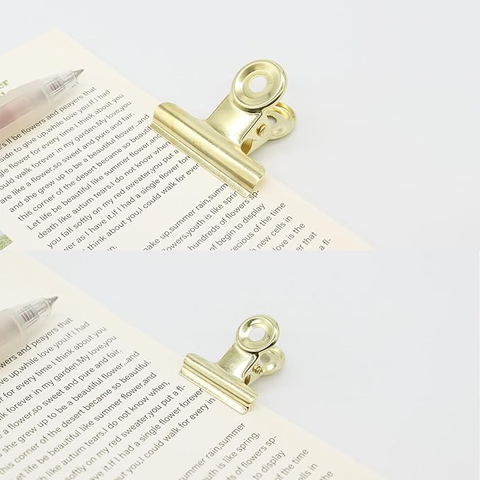 Gold Bulldog Clips, Binder Paper Clips, Samll, Medium, Large, Assorted Sizes Clips for Kitchen, School and Office.