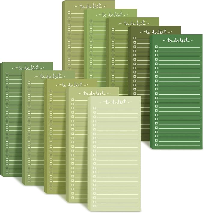Censen 10 Pack 500 Sheets to Do List Notes Daily Checklist Notepad with 50 Sheets Undated Memo Pad Color Block Shopping List Weekly Plan Notepad Organizer Planners(Gradient Green,Lined)