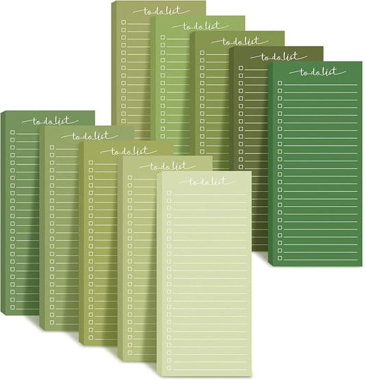 Censen 10 Pack 500 Sheets to Do List Notes Daily Checklist Notepad with 50 Sheets Undated Memo Pad Color Block Shopping List Weekly Plan Notepad Organizer Planners(Gradient Green,Lined)