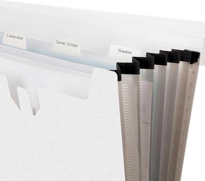 Five Star Expanding File Organizer, 6-Pocket Accordian File Organizer, Bungee Closure, Holds 8-1/2" x 11" Paper, White (350100E-ECM)