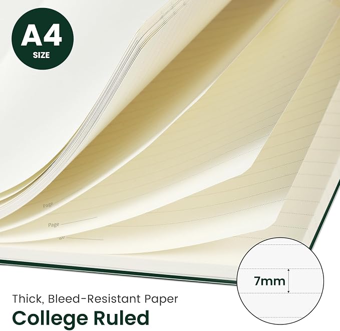 Taja Large Spiral Lined Journal for Women, 8.5" x 11" Notebooks for Work Collge Ruled, A4 Aesthetic Cute Journaling Notebooks for Writing, Plastic Cover, Butterfly