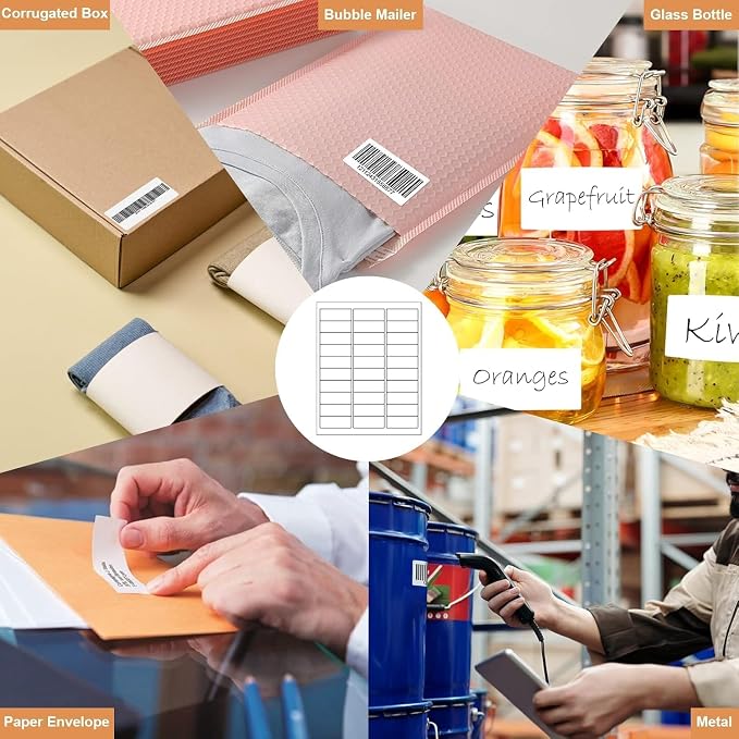 1" X 2-5/8" 30 Up Mailing Labels for Laser/Inkjet Printer, Address Labels, Shipping mailing Labels, 30 per Sheet Return Address Labels (25 Sheets - 750 Labels)
