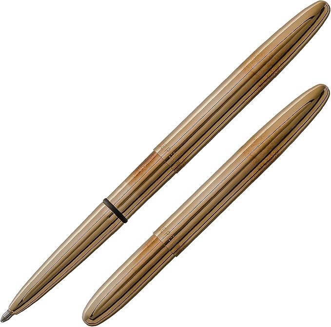 Fisher Space Pen Brass Alloy Bullet Pen, Pressurized Ballpoint Pen, Compact Pocket Size, Writes Upside Down and in Extreme Temperatures, Smooth Black Ink, Medium Point, Gift Box, Made in the USA