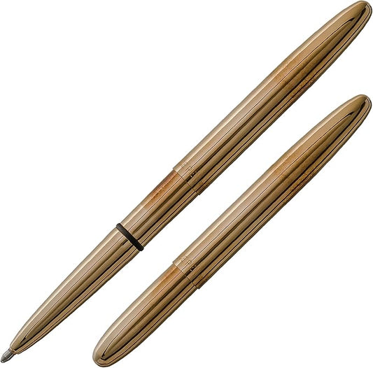 Fisher Space Pen Brass Alloy Bullet Pen, Pressurized Ballpoint Pen, Compact Pocket Size, Writes Upside Down and in Extreme Temperatures, Smooth Black Ink, Medium Point, Gift Box, Made in the USA