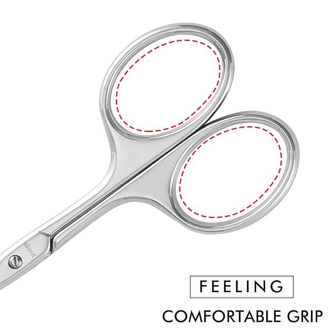 LIVINGO 3.75" Rounded Tip Nose Scissors Stainless Steel Safety Blade | Curved Small Blade, Precision Grooming Tool, Nose Hair Facial Hair Eyebrow Cuticle Care