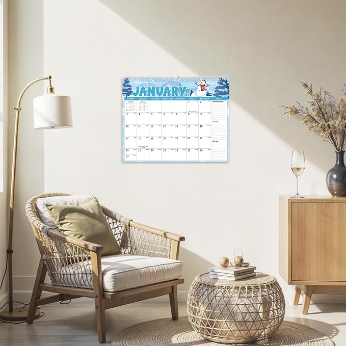 2026-2027 Wall Calendar, 14.5" x 11.8" 18 Month Festival | July 2026-December 2027 120Gsm FSC-Certified Paper Monthly Calendar, Twin-Wire Binding, Ruled Blocks, Holiday Reference