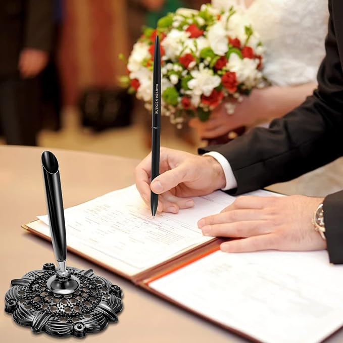 Replacement Wedding Signing Pen Guest Book Pen for Wedding Bridal Engagement Valentine's Day Signing Pen Holder, Black 2 Pcs