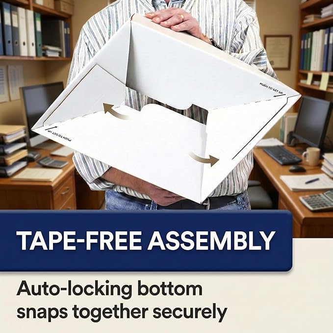 BOX USA File Boxes with Lids and Handles (36-Pack) - File Storage Boxes for Office Supplies, Book Storage, Moving, and Packaging, Fits Letter and Legal Paper, Removable Lid