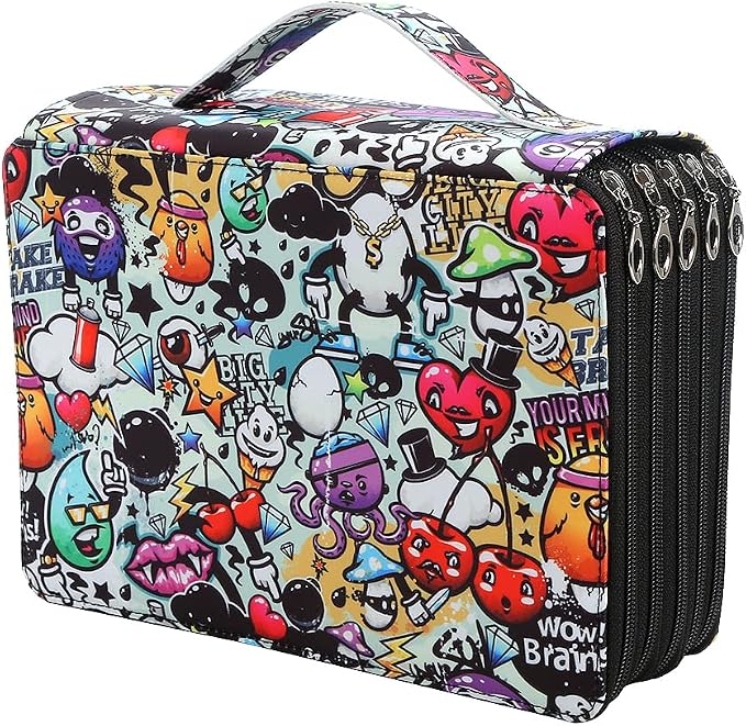 250 Slots Colored Pencil Case Organizer, 5 Layer Bag | Twill Oxford fabric, 255 elastic loops, detachable handle, for travel, home storage, drawing tools, creative gifts