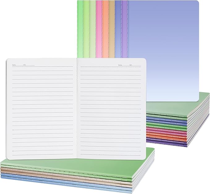 miikoul 18 Pack A5 Colorful Lined Notebook Bulk, Journals for Travelers 8''x5.6''college Ruled Composition Notebook, Writing Journal for School Office Business, 60 Pages/30 Sheets, 9 Color