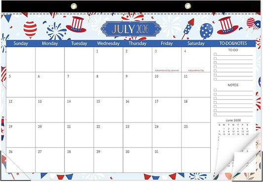 GuassLee Desk Calendar 2026-2027, Desk Top Calendar from Jun. 2026 to Dec. 2027, 17" x 11.5" Large School Year Desk Wall Calendar with To-Do List and Notes for Office School Home Teacher Planning
