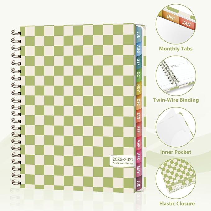 Planner 2026-2027, Weekly and Monthly Academic Planner, July 2026 - June 2027, Hardcover Calendar Agenda Book for School Year Planning, School Supplies for Teacher and Student, Letter Size(8.5'' x 11'')
