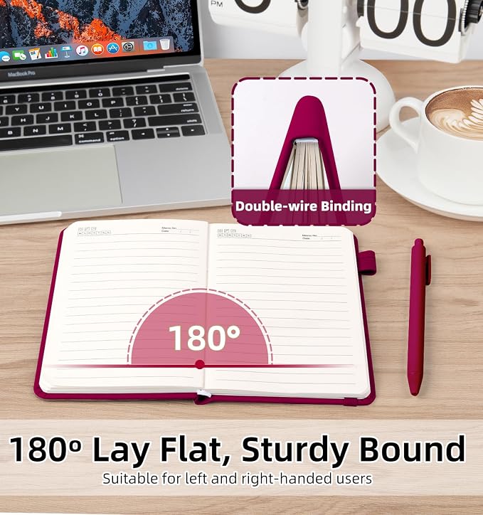 3 Pack Pocket Journaling Notebooks, A6 Small Notebook For Note Taking Journaling Notebooks Journals For Writing Mini Note Pads With Pen Holder 120 Pages 100 GSM Thick Paper(Wine, Navy, Charcoal)