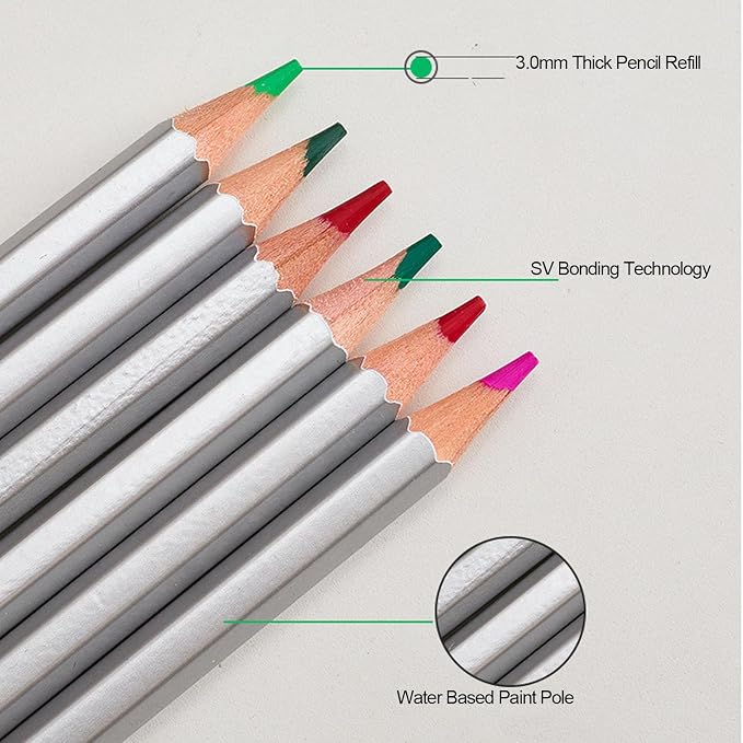 Pssopp Soft Core oil Based Colored Pencils Set Sketching Drawing Pencils Set,Colored Pencils Art Supplies for Kid Beginners Color Pencils Drawing Pencils Art Craft Supplies for Students