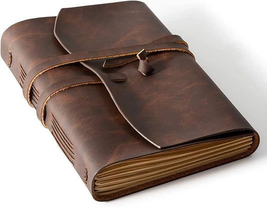 RILIHO Leather Journal Notebooks for Work, A5 Size Diary, 6x8.1 Inch, Genuine Leather Journals for Writing, Vintage Style Personalized Journal, Ideal for Women and Men, Artists, Travelers, Dark Brown