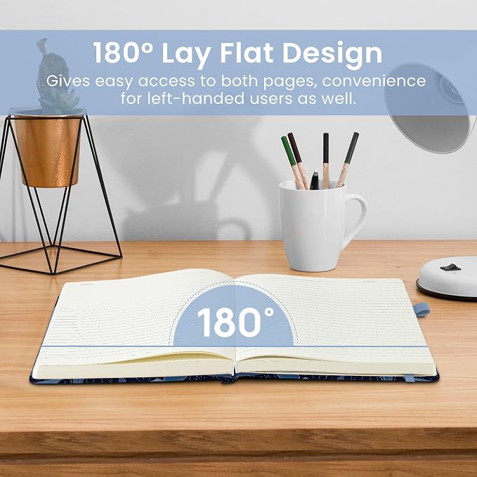 Taja Lined Journal Notebook for Women & Men, Hardcover Leather Journal for writing, A5 College Ruled Notebook for Work & Note Taking, Perfect for Office School Home Supplies, 160 Pages, Indigo Iris