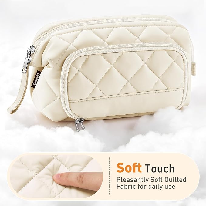 Zannaki Soft Quilted Large Pencil Pouch Organizer with Wide Opening for Boys Girls Teens - Extra Big Capacity Pen Pencil Bag with Zipper, Portable Pencil Case Box for School, College, Cosmetic Gift