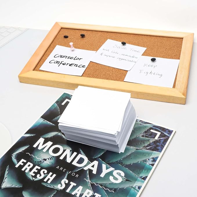 Non Sticky Blank Notes Cube 500 Sheets 3.35x3.35 Inch White Memo Note Loose Paper Cubes for Taking Reminders Home Office Writing Supplies